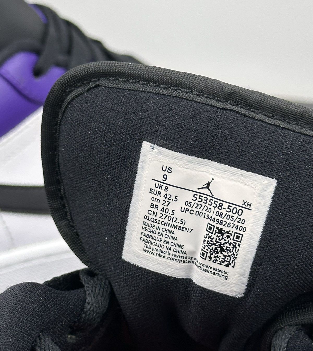 Nike Nike Air Jordan 1 Low Leather Court Purple White Black Sz 9 Size US 9 / EU 42 - 11 Thumbnail