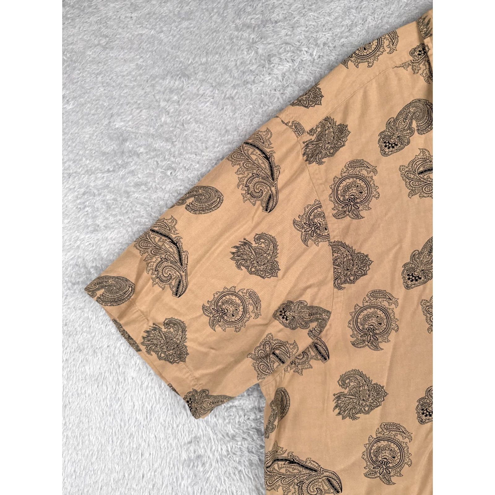 Tasso Elba Tasso Elba Shirt Mens 2XL Beige Paisley All Over Print Button-Up Silk Blend Size US XXL / EU 58 / 5 - 5 Thumbnail