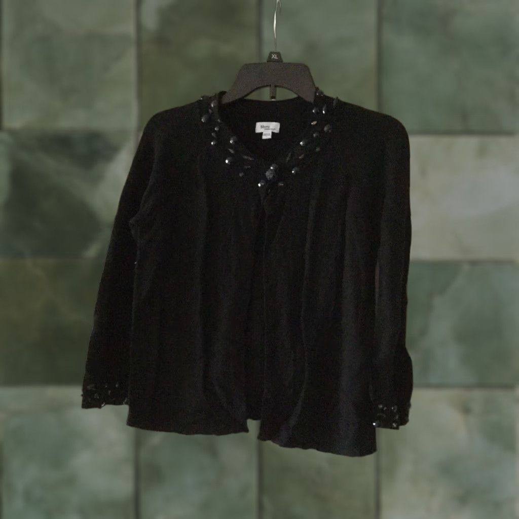 Vintage VINTAGE Mimi Maternity Sweater, Maternity Large Long Sleeve Black Pullover with Beaded Collar, Womens Size L / US 10 / IT 46 - 1 Thumbnail