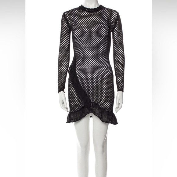 Iro IRO | Black Long-Sleeved Bodycon Mesh Open Knit Dress Size L / US 10 / IT 46 - 7 Thumbnail