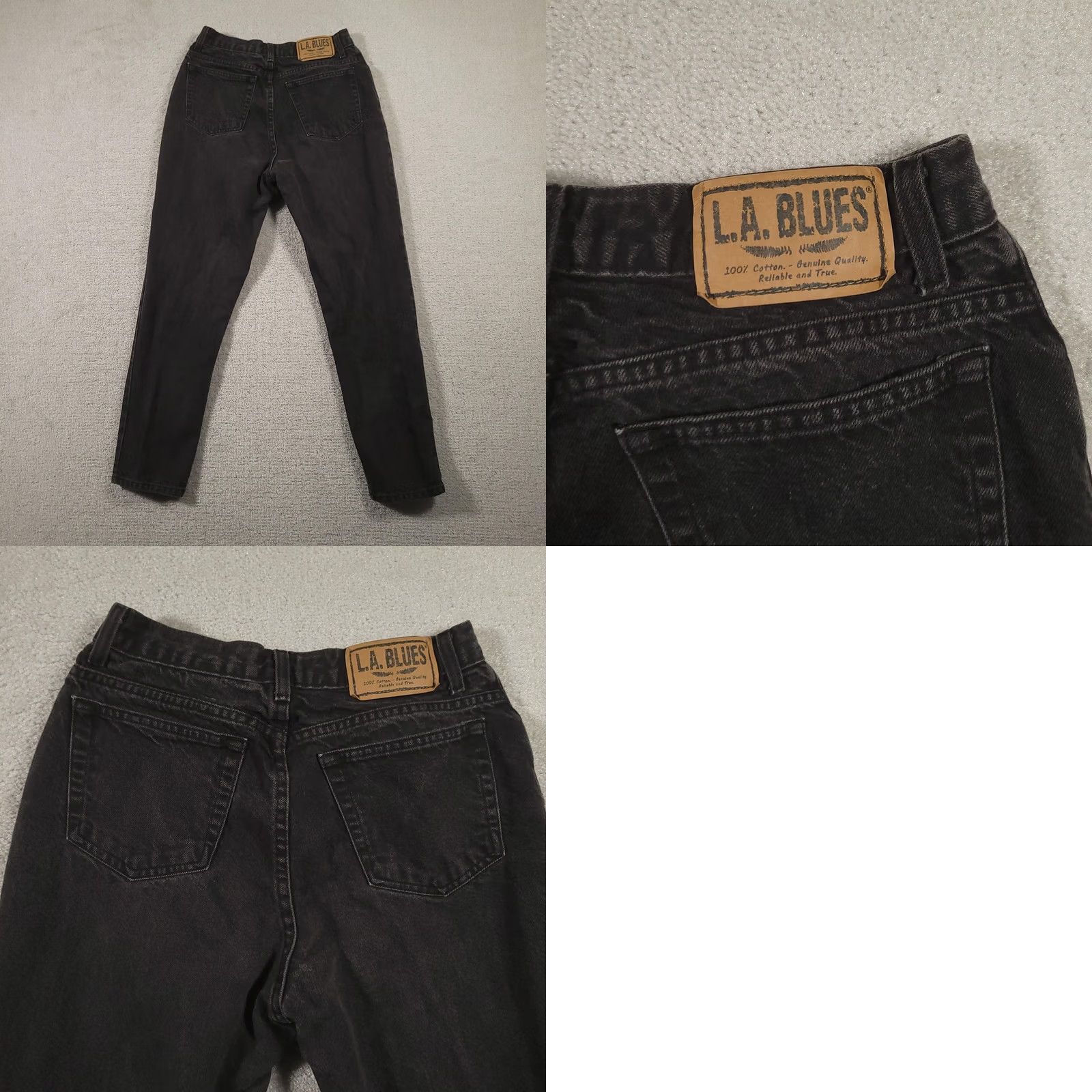 Vintage VINTAGE L.A. Blues Jeans Womens 12 Black High Rise Tapered Leg 100% Cotton Denim Size 34" / US 12 / IT 48 - 9 Thumbnail