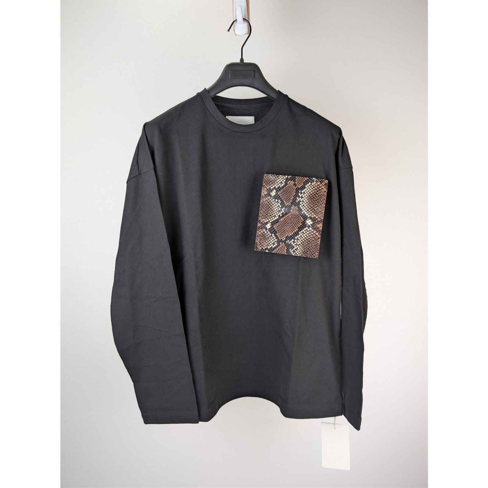 Jil Sander o1rshd1 Compact Cotton Jersey Python Pocket T-Shirt in Black Size US M / EU 48-50 / 2 - 1 Thumbnail