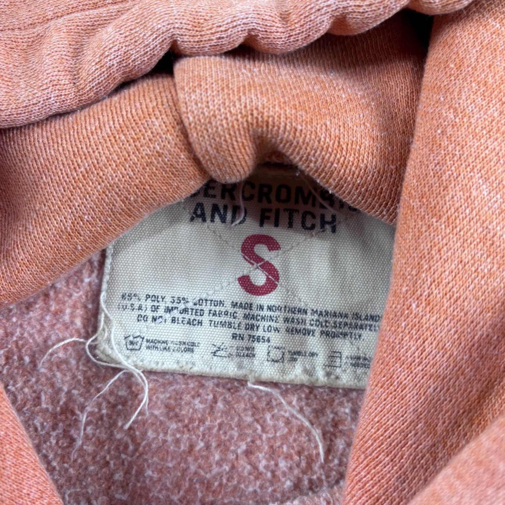 Abercrombie & Fitch VINTAGE Abercrombie & Fitch Hoodie Sweatshirt Womens S Orange Logo 90s Cotton Polyester Blended Pockets Embroidered Raised Letters Size S / US 4 / IT 40 - 3 Thumbnail
