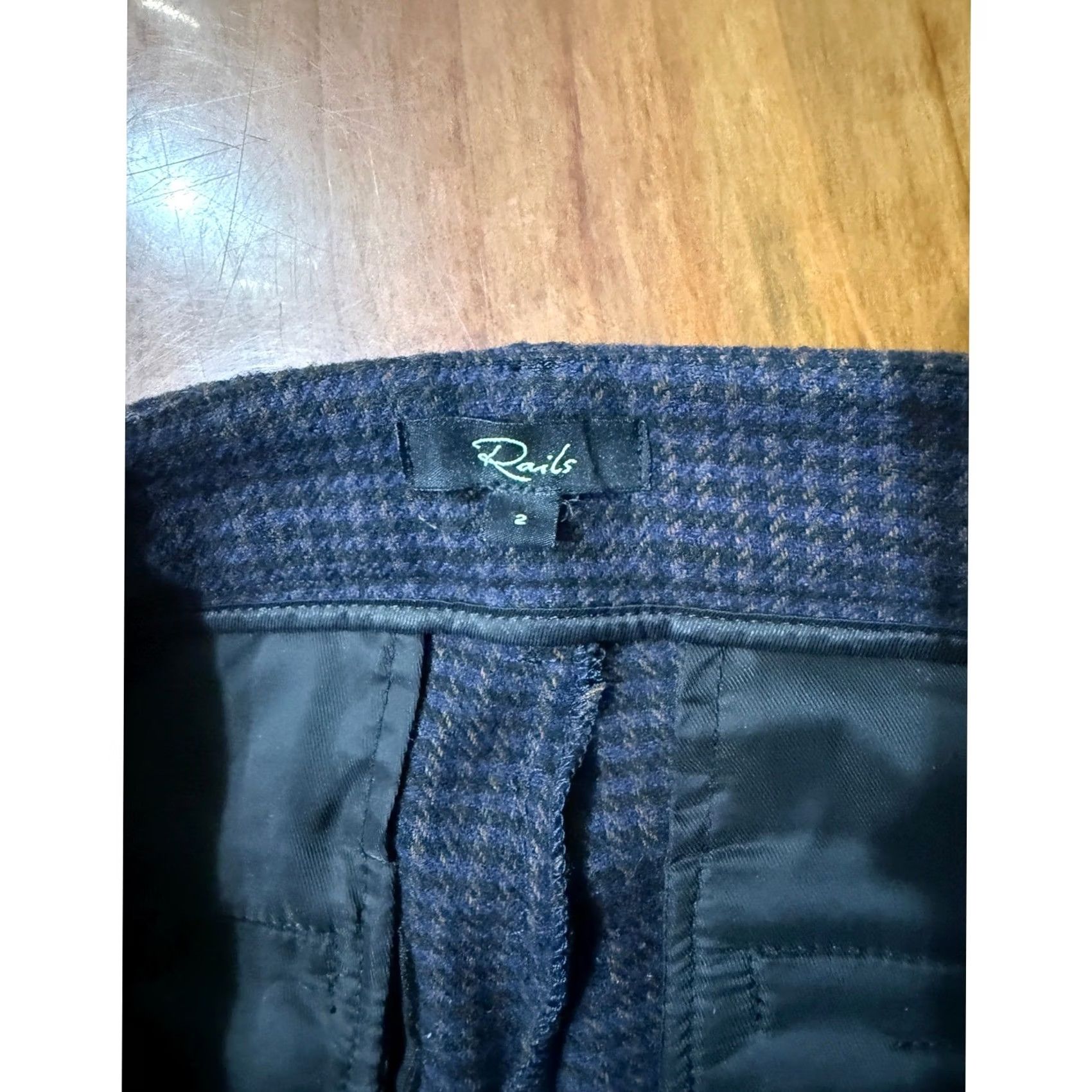Rails Rails Womens Wide Leg Marnie Pants Plaid Pleated Wool High Rise LL1 Blue Size 26" / US 2 / IT 38 - 4 Thumbnail