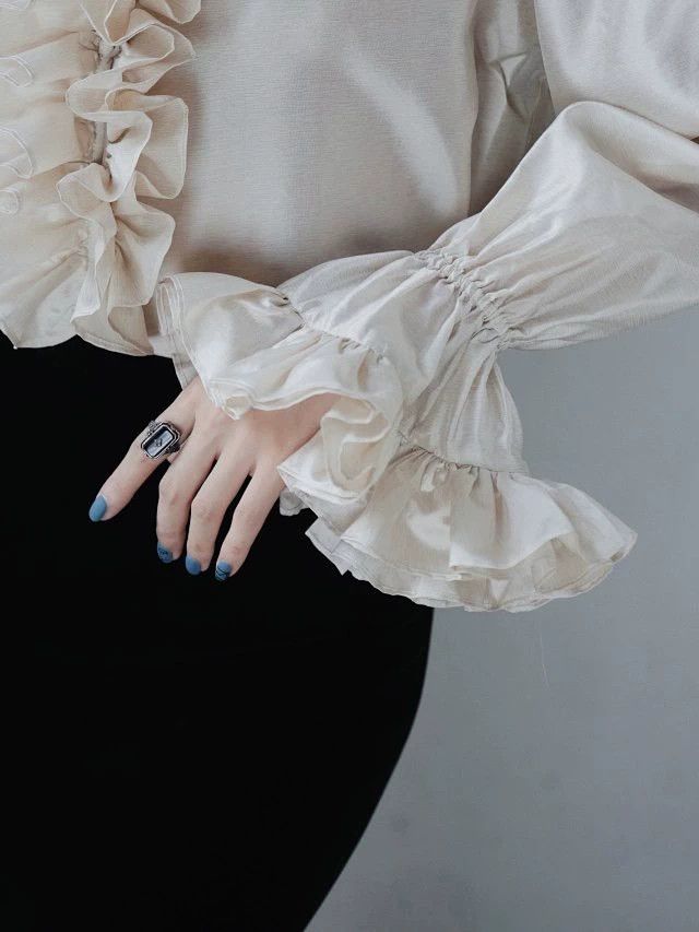 Other Koukou Daio Vntg Vampire Ascetic Silk Bishop Ruffle Shirt Size M / US 6-8 / IT 42-44 - 4 Thumbnail