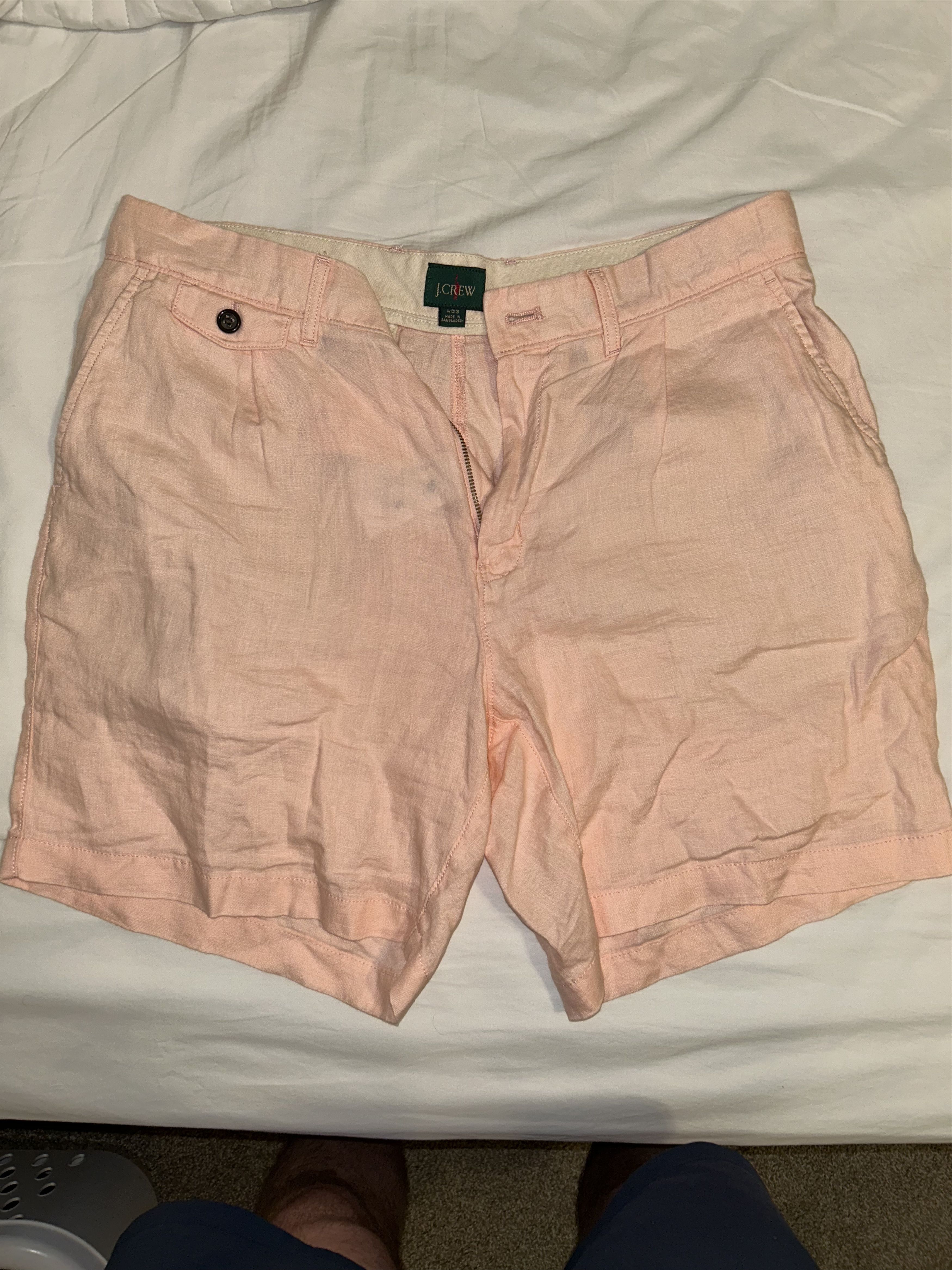 J.Crew J Crew Linen 7.5 Pink Linen Pleated Shorts Size US 33 - 3 Thumbnail
