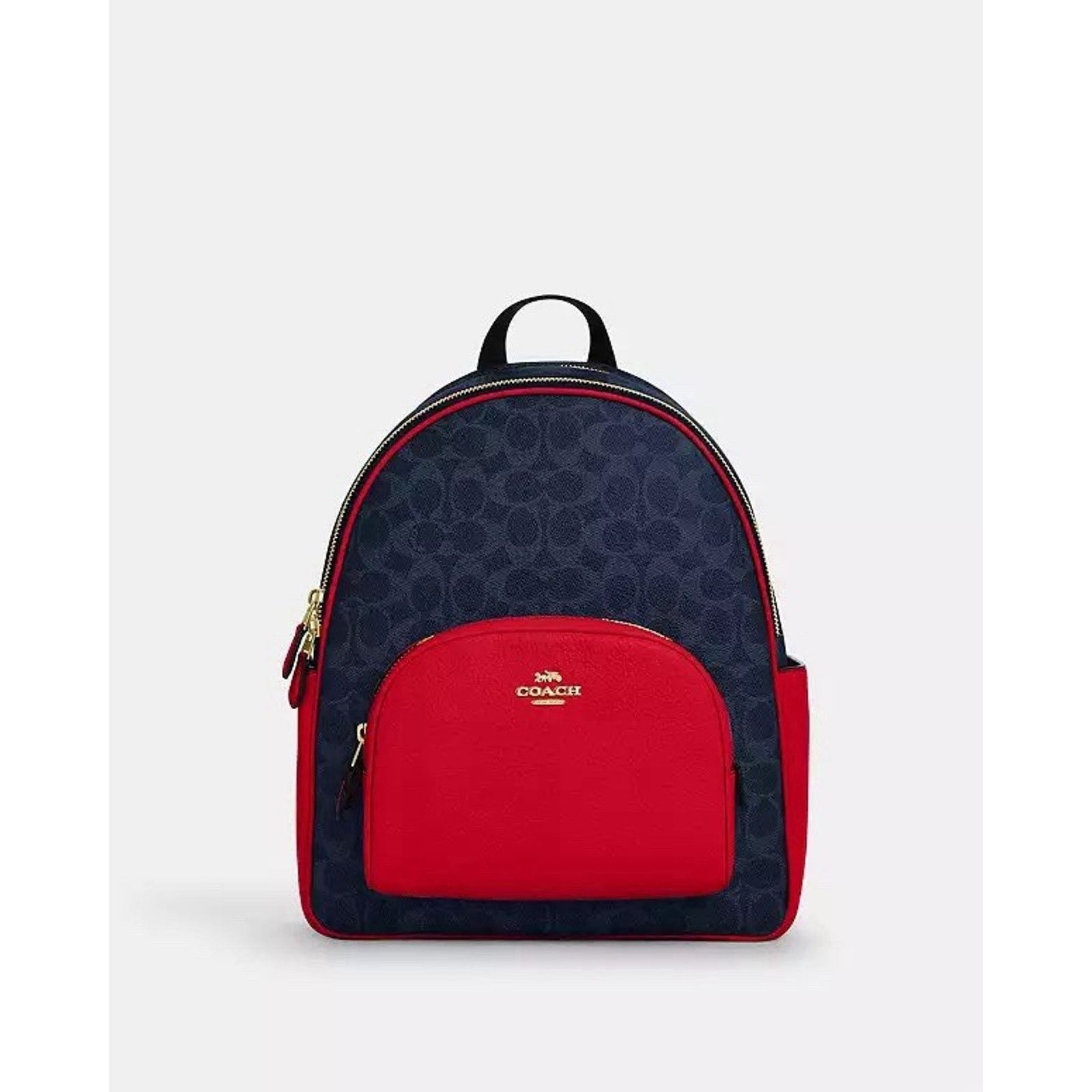 Coach NWT Coach Court Backpack Canvas CZ176 Denim/Bold Red Size ONE SIZE - 6 Thumbnail