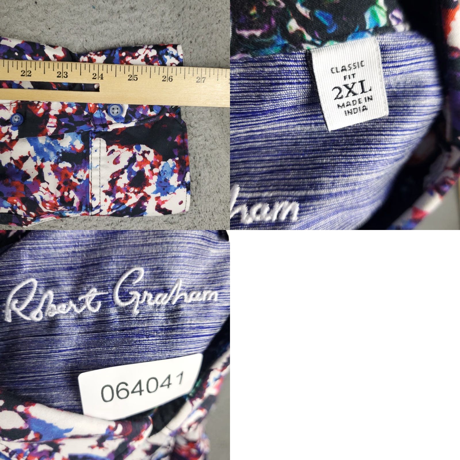 Robert Graham Robert Graham Button-Up Shirt Mens 2XL Blue Abstract Classic Fit Button Up Sleeve Long Sleeve Collared Casual Formal Workwear Blue 2XL Mens Size US XXL / EU 58 / 5 - 8 Thumbnail