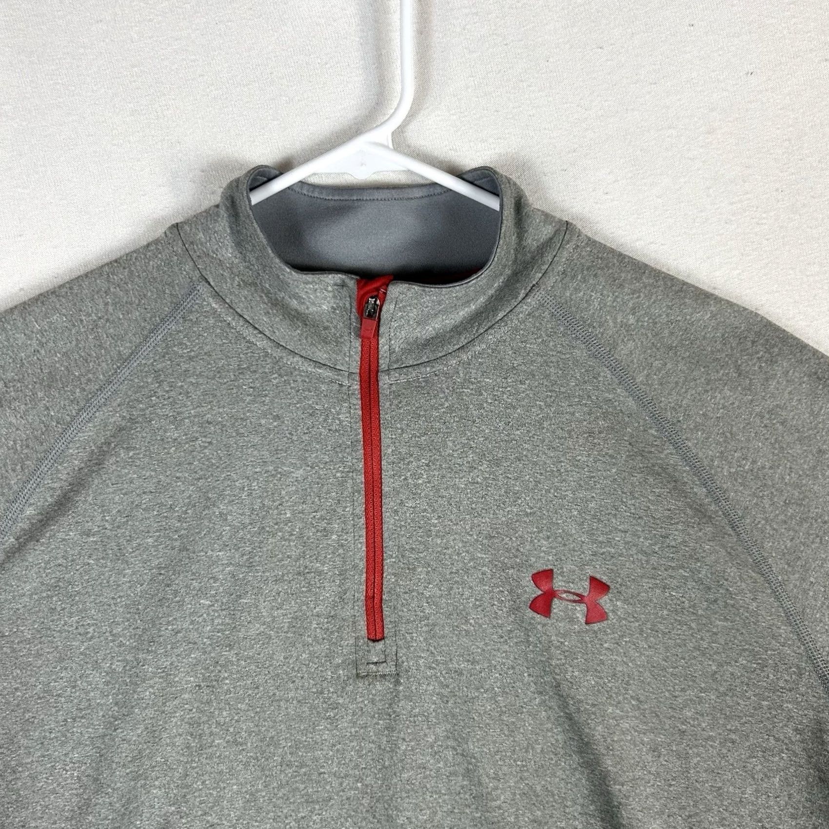 Under Armour Under Armour HeatGear Pullover 1/4 Zip Shirt Mens M Gray Long Sleeve Mock Neck Activewear Cross Training Gym Running Golf Vas Cup Size US M / EU 48-50 / 2 - 3 Thumbnail