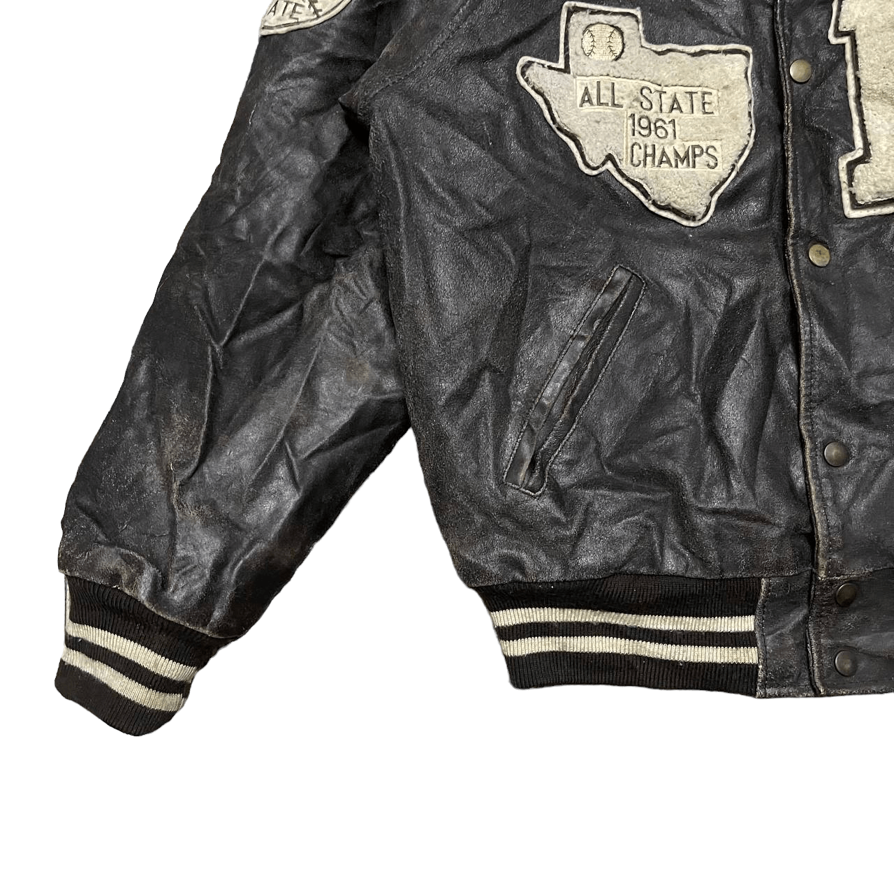 Leather Vintage 80s All State Champs Michigan Varsity Leather Jacket Size US M / EU 48-50 / 2 - 7 Thumbnail