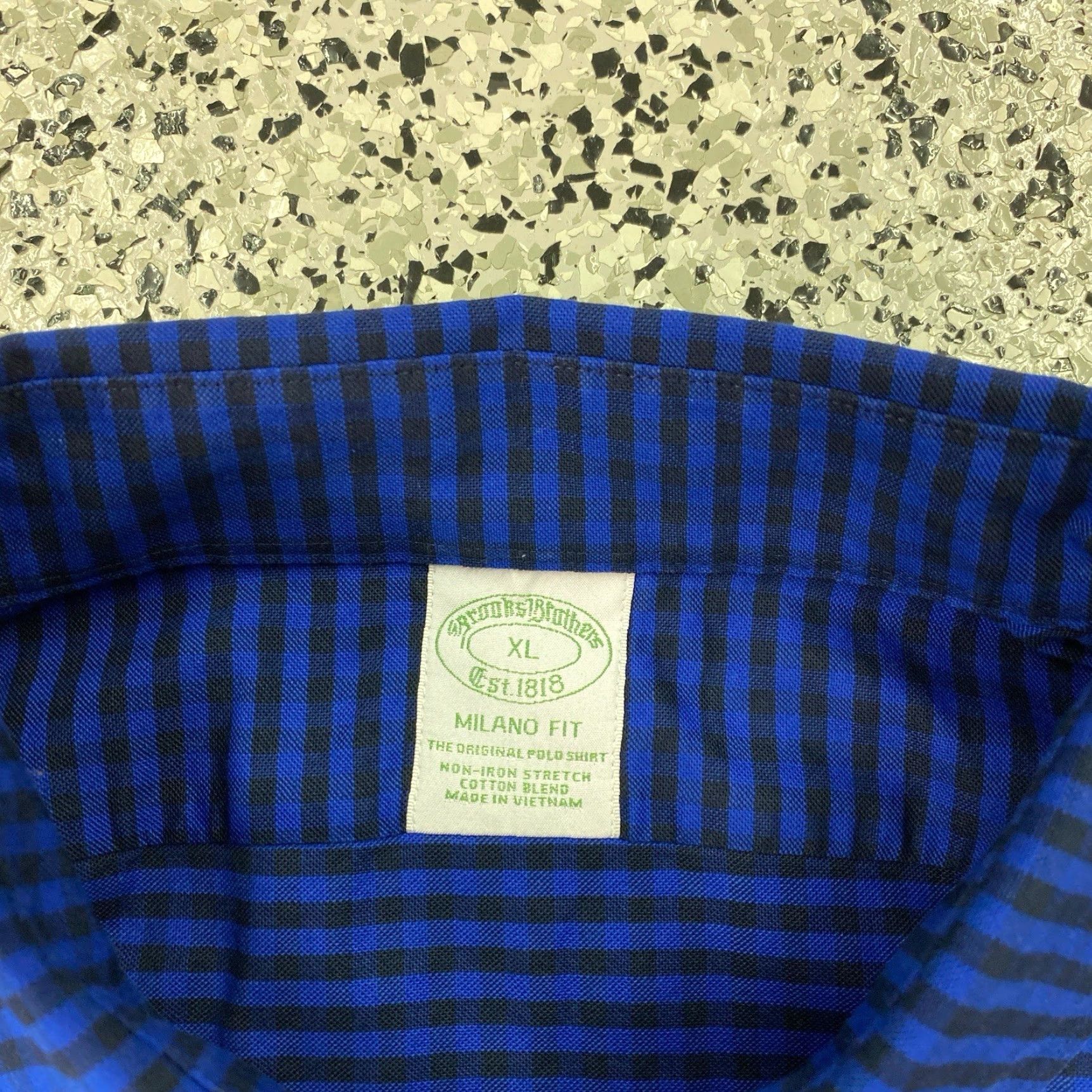 Brooks Brothers Brooks Brothers Shirt Milano Fit XL Blue Black Check Button-Down Cotton Men Size US XL / EU 56 / 4 - 2 Thumbnail