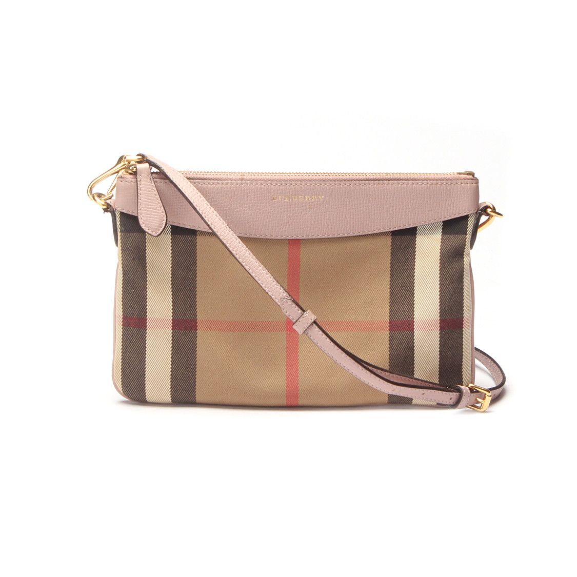 image of Burberry House Check Canvas Peyton Crossbody Bag in Purple, Women's