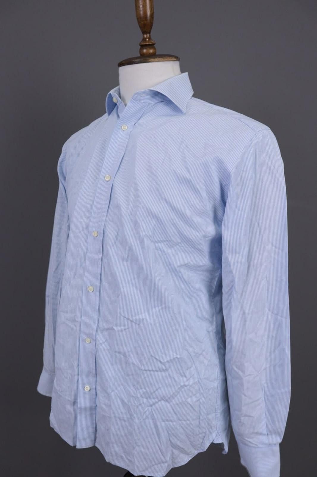 Designer Boggi Milano 2/100' Doppio Ritorto Blue Shirt Size 39 / 15 Size US M / EU 48-50 / 2 - 7 Thumbnail