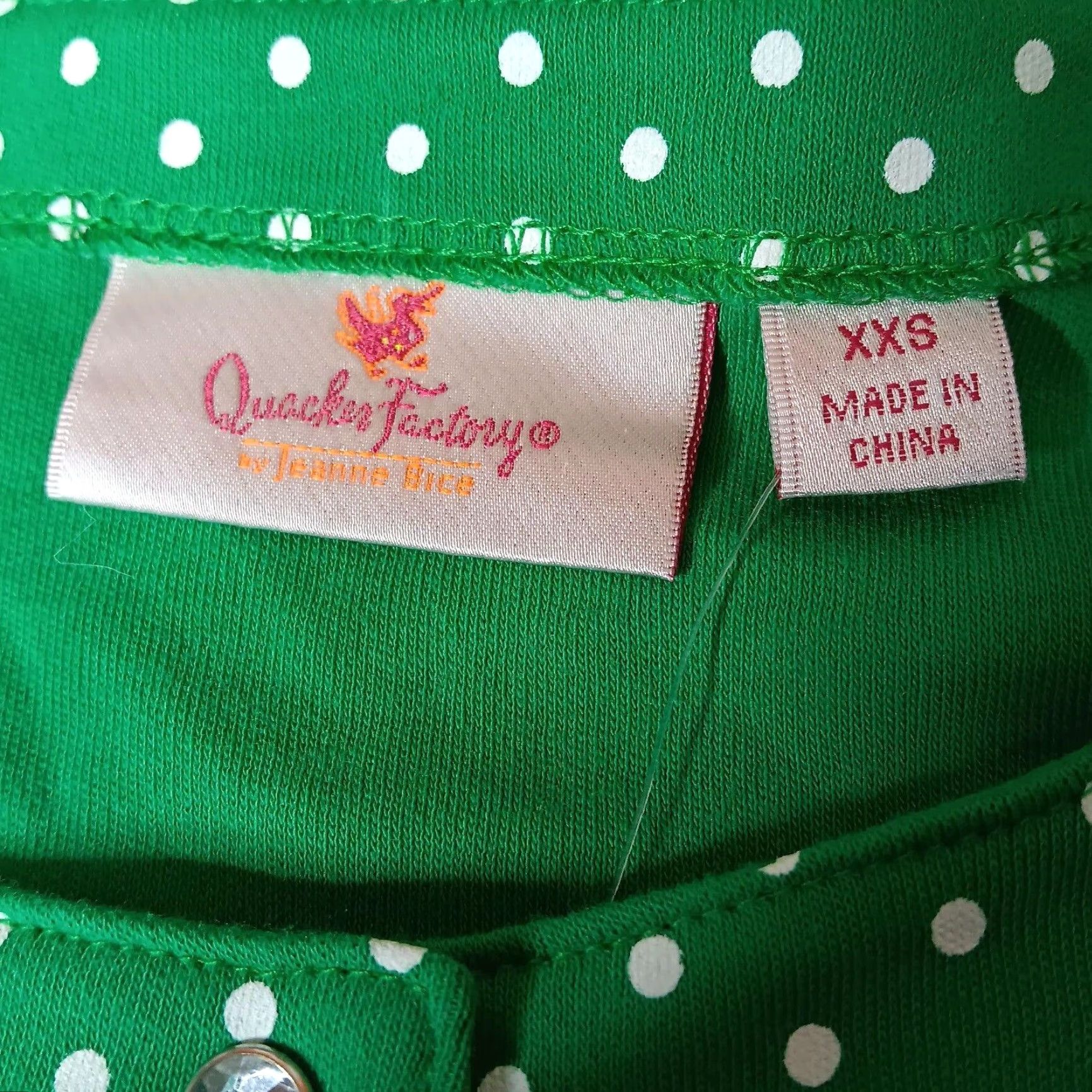 Quacker Factory Quacker Factory Shirt Women XXS Green Polka Dot Snap Up Long Sleeve Cardigan NEW Size XXS / US 00 / IT 34 - 6 Thumbnail