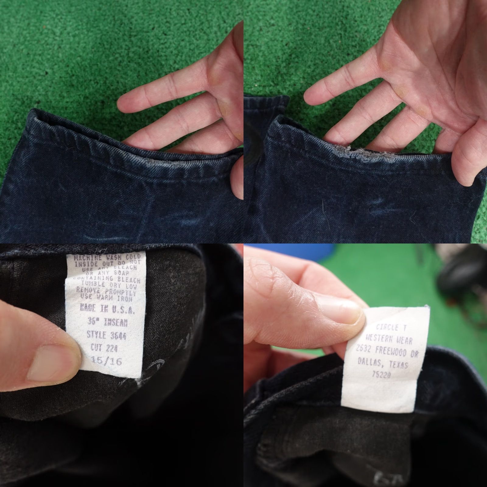Denime VINTAGE ROUGHRIDER WESTERN DENIM JEANS Womens Plus Size 16 Blue Dark Wash 36" Inseam USA Made Size 38" / US 16 / IT 52 - 8 Thumbnail