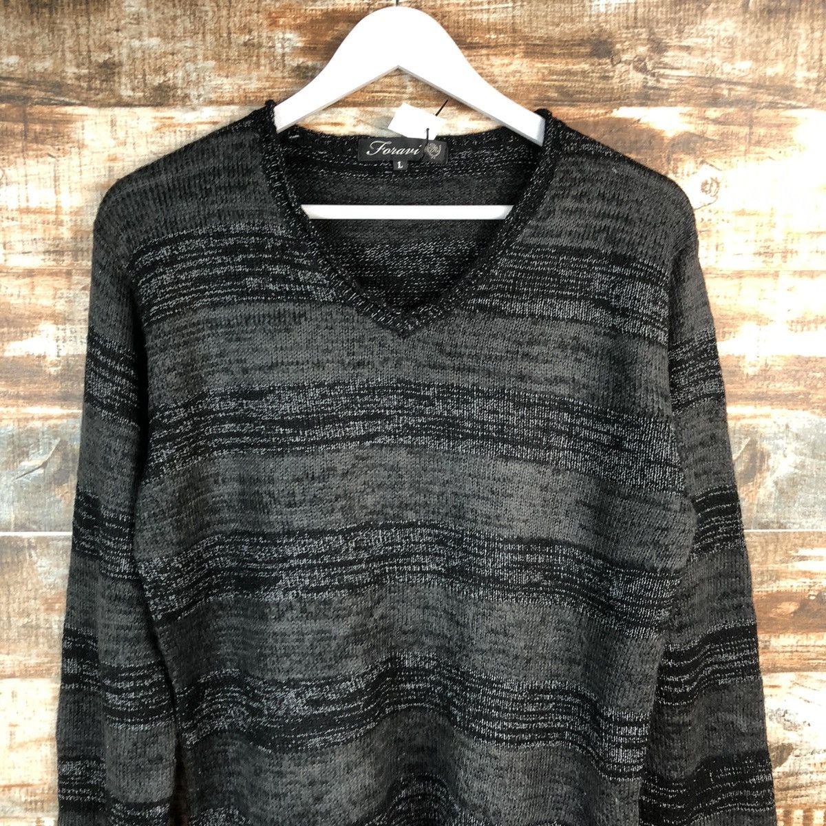 Homespun Knitwear × Japanese Brand Fonani Black vintage stripe Knitwear #A1789 Size US M / EU 48-50 / 2 - 5 Thumbnail