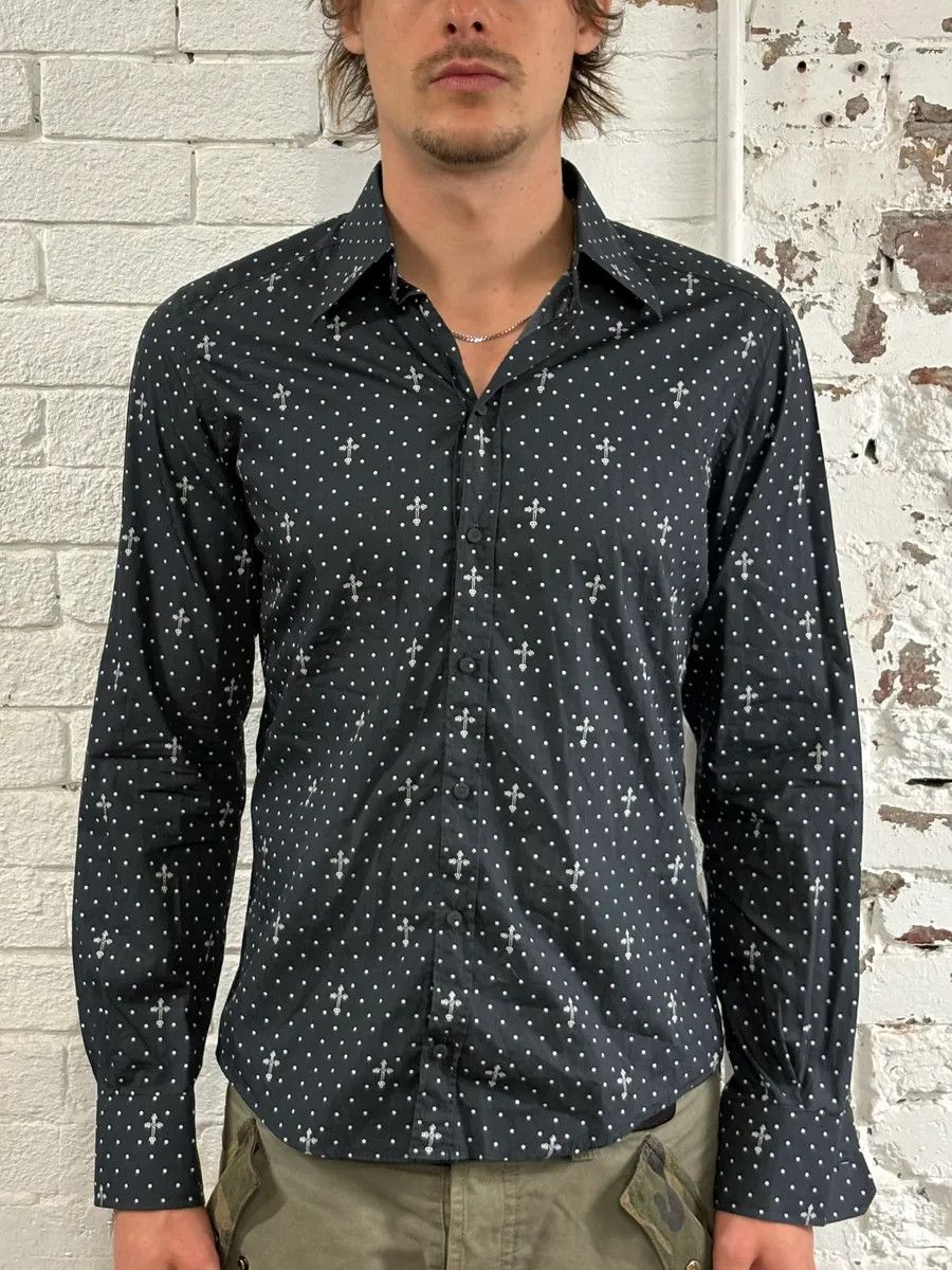 Dolce & Gabbana 2010s Dolce & Gabbana Black Polka Dot Cross Print Shirt Size US S / EU 44-46 / 1 - 2 Thumbnail