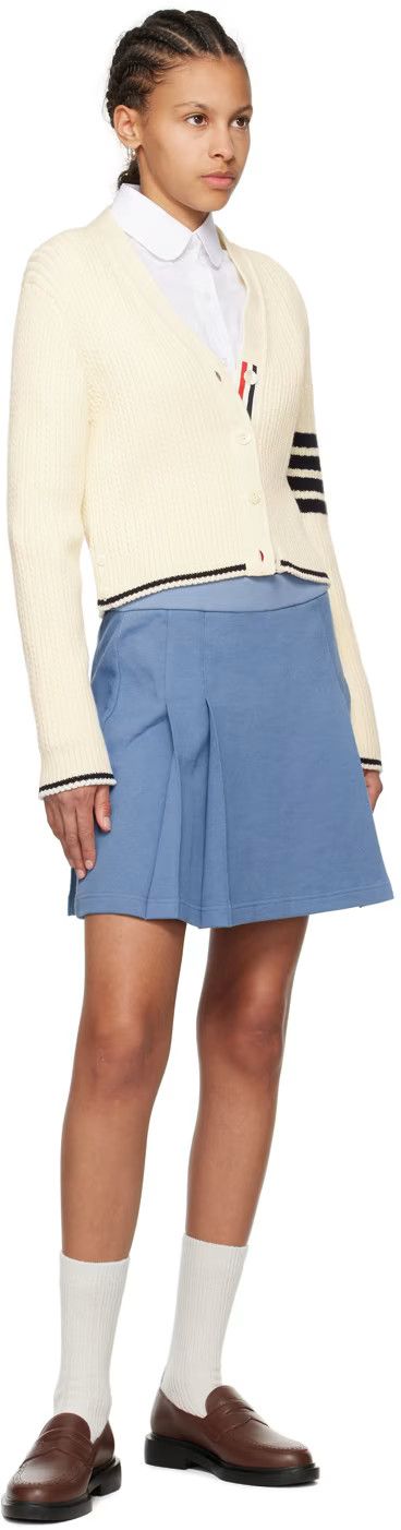 Thom Browne o1s22i1n0924 "Merino Wool 4-Bar Cardigan in Ivory Size S / US 4 / IT 40 - 4 Thumbnail