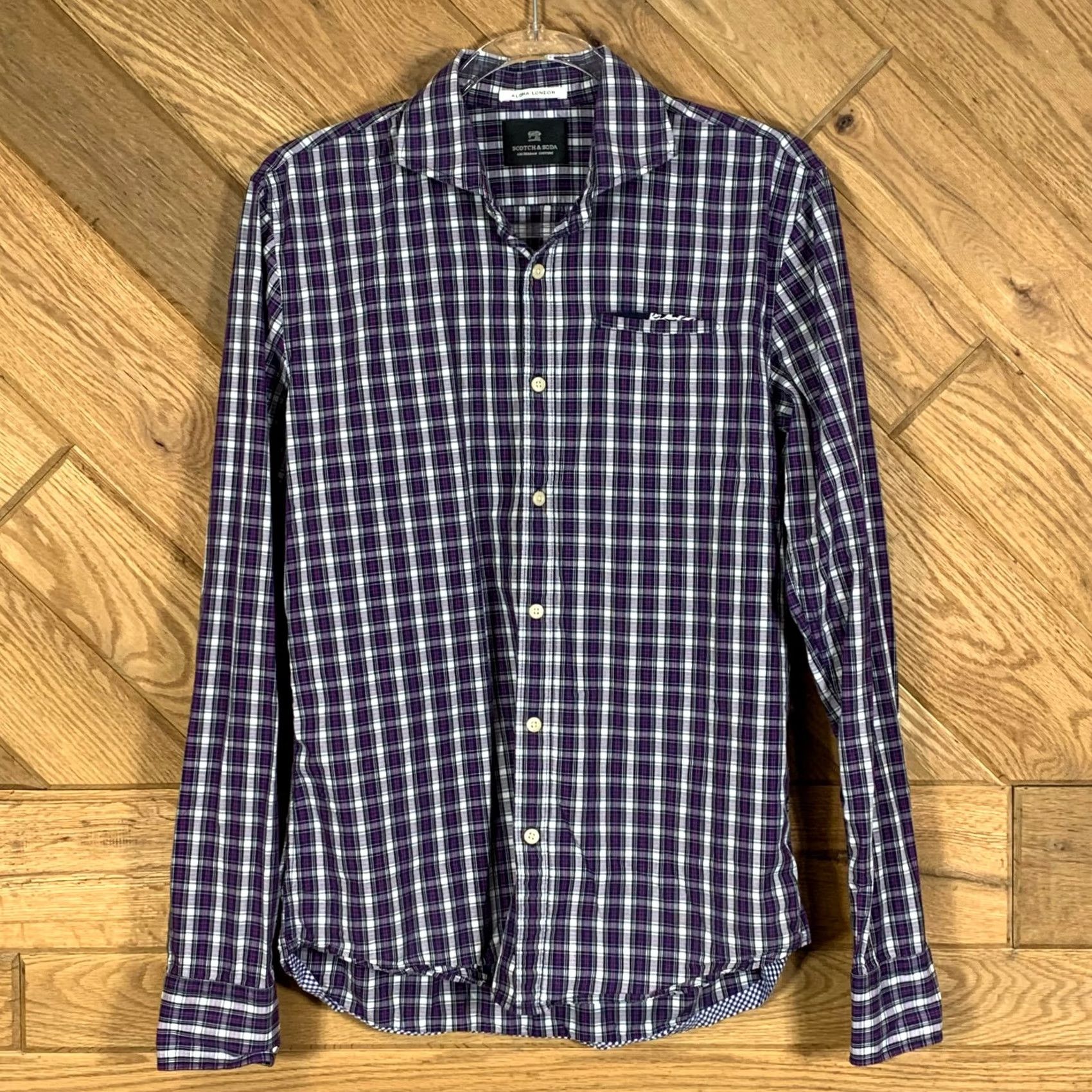 Scotch & Soda Scotch & Soda Shirt Mens Size M Plaid Button Up Purple Pink Multi Aloha London Size US M / EU 48-50 / 2 - 7 Thumbnail