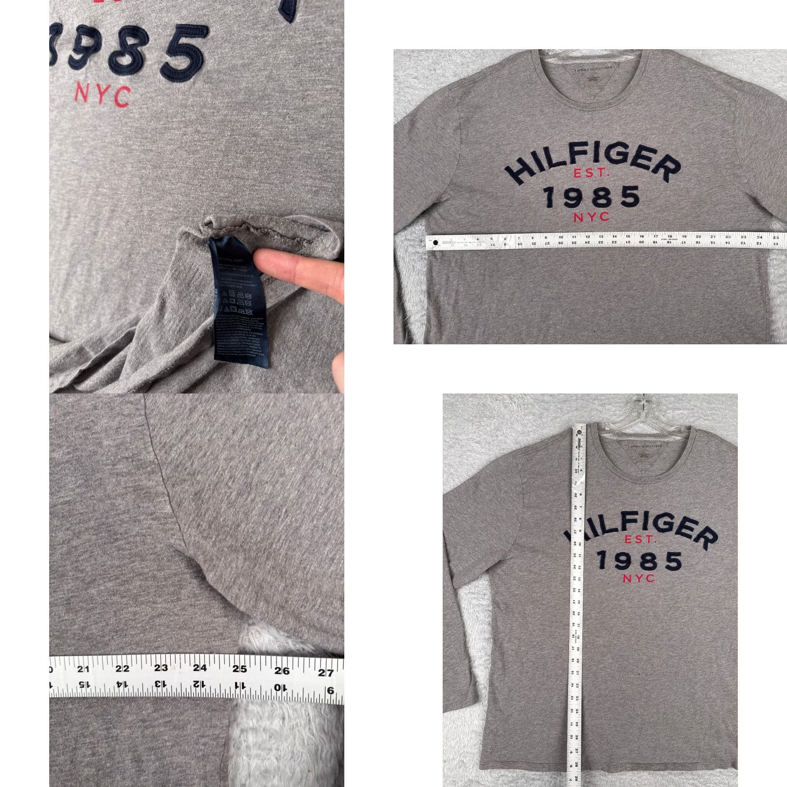Tommy Hilfiger Tommy Hilfiger Shirt Adult 2XL XXL Gray Long Sleeve Crew Neck Cotton 1985 NYC Size US XXL / EU 58 / 5 - 8 Thumbnail