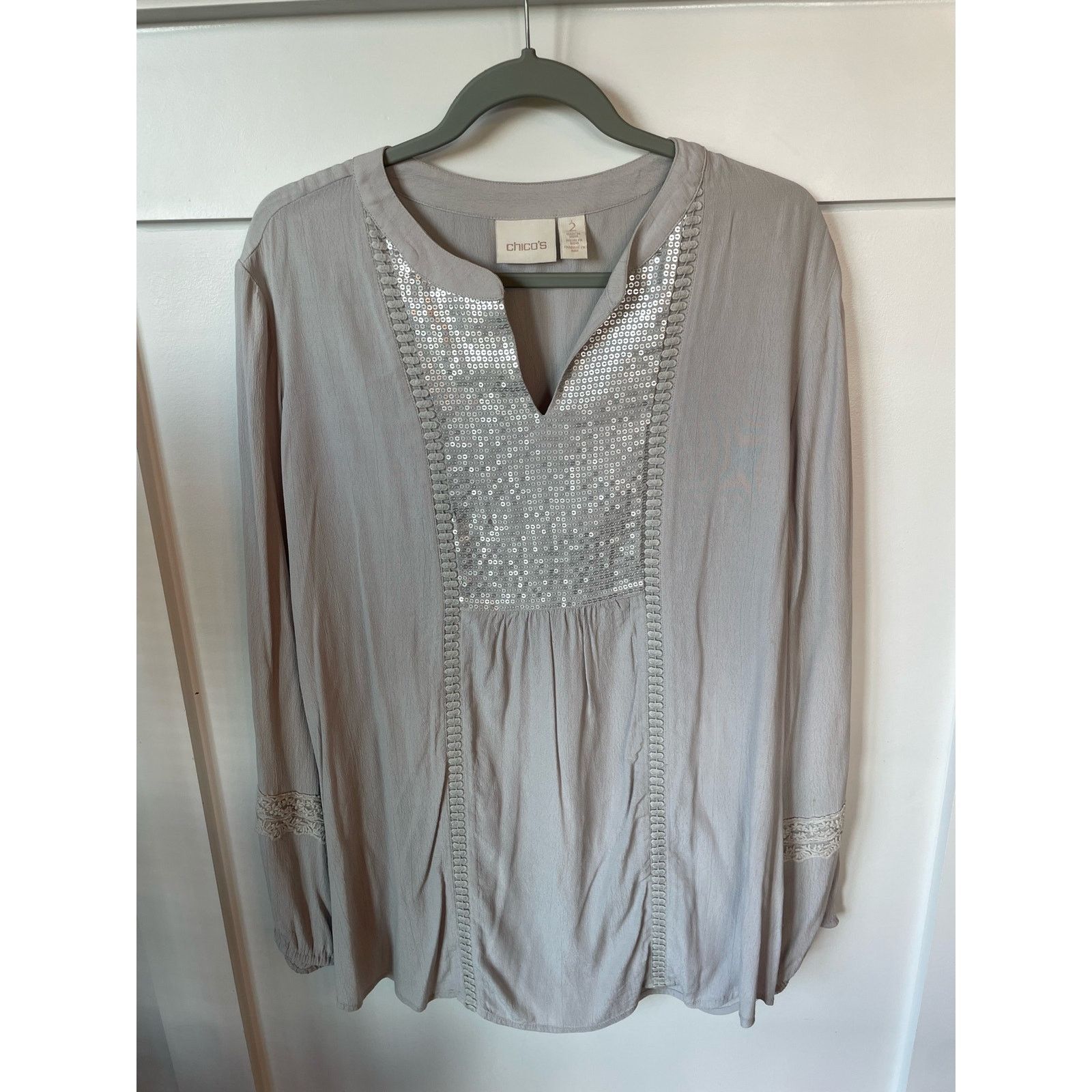 Chicos Chico's Bundle (2) Sequined Peasant Tunic&Striped Tunic,sz 2 Size L / US 10 / IT 46 - 2 Thumbnail
