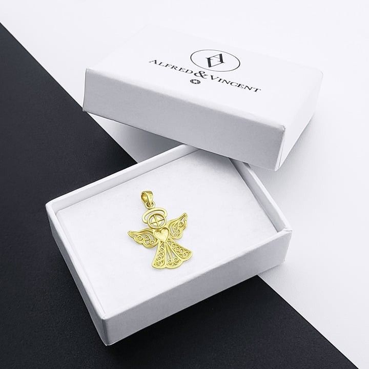 Other Winged Angel w/ Heart & Halo 14k Yellow & White Gold Pendant Size ONE SIZE - 2 Thumbnail