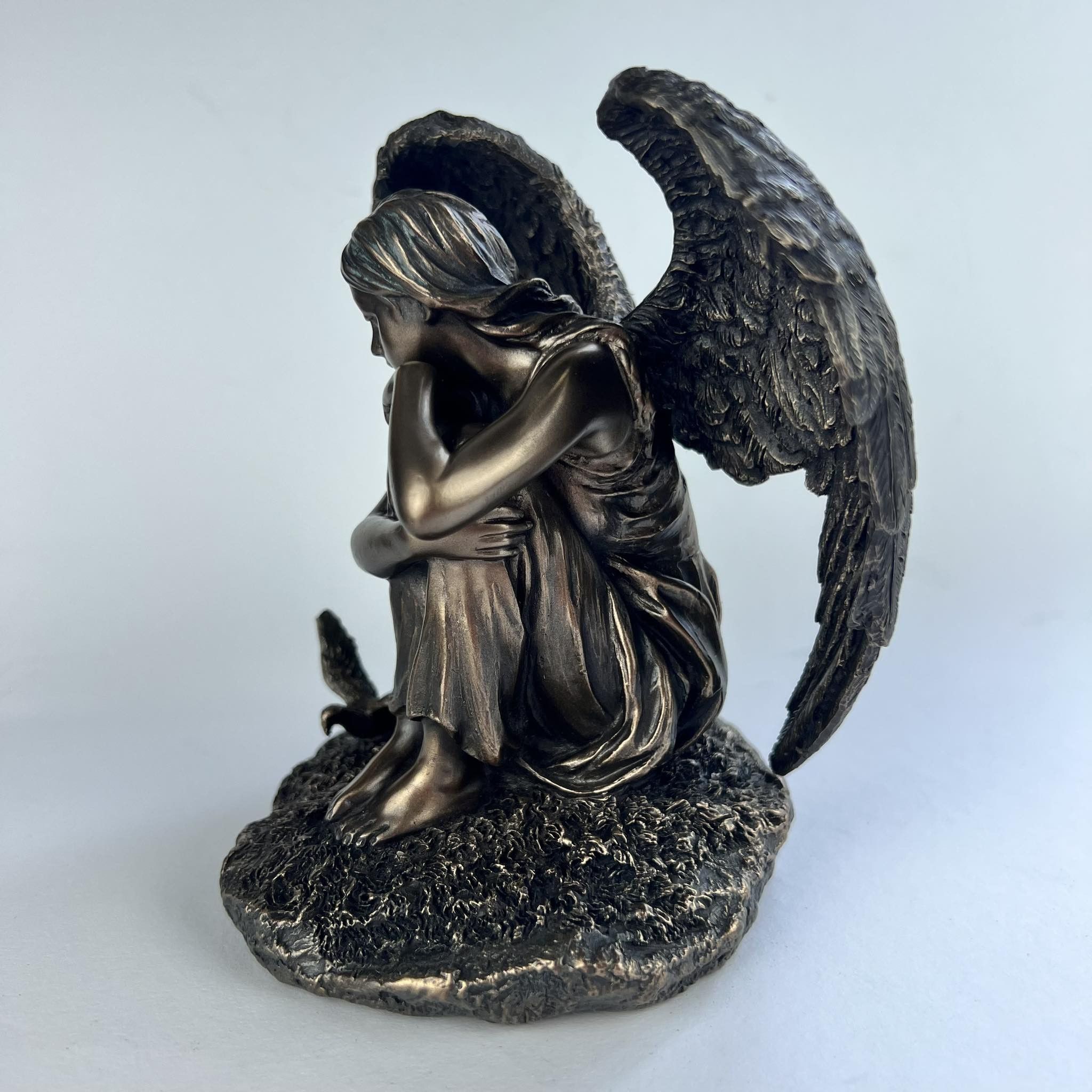 Vintage Angel Girl Figure Polystone Bronze Made in Italy 18 cm Size ONE SIZE - 5 Thumbnail
