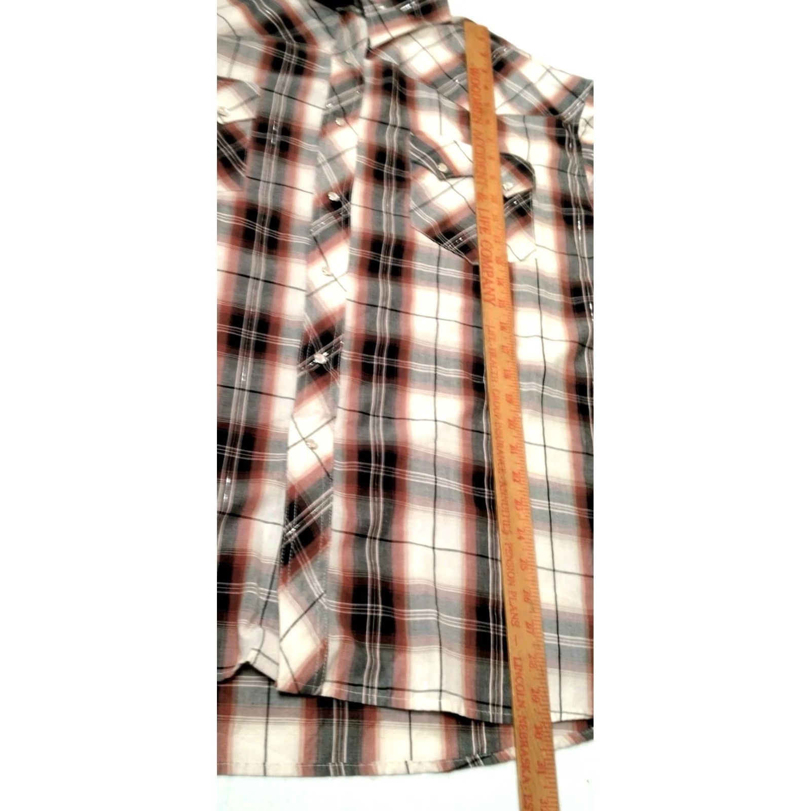 Vintage Rustler Shirt Men 3XL Brown Plaid Pearl Snap Western Sawtooth Cowboy Button-Up Short Sleeve Size US XXL / EU 58 / 5 - 7 Thumbnail