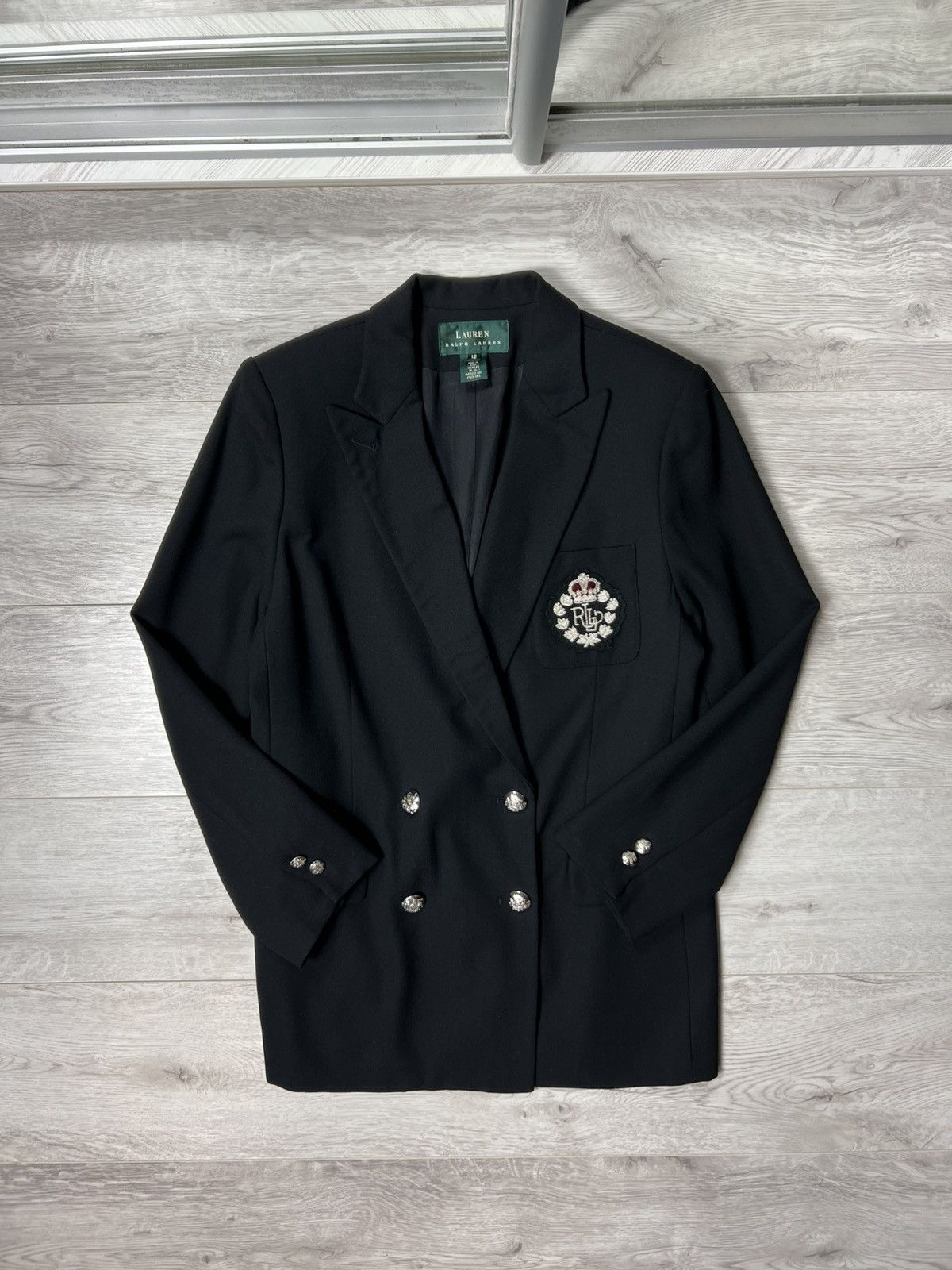 Polo Ralph Lauren Lauren Ralph Lauren Black Double Breasted Blazer Crest Patch Size XL / US 12-14 / IT 48-50 - 1 Thumbnail