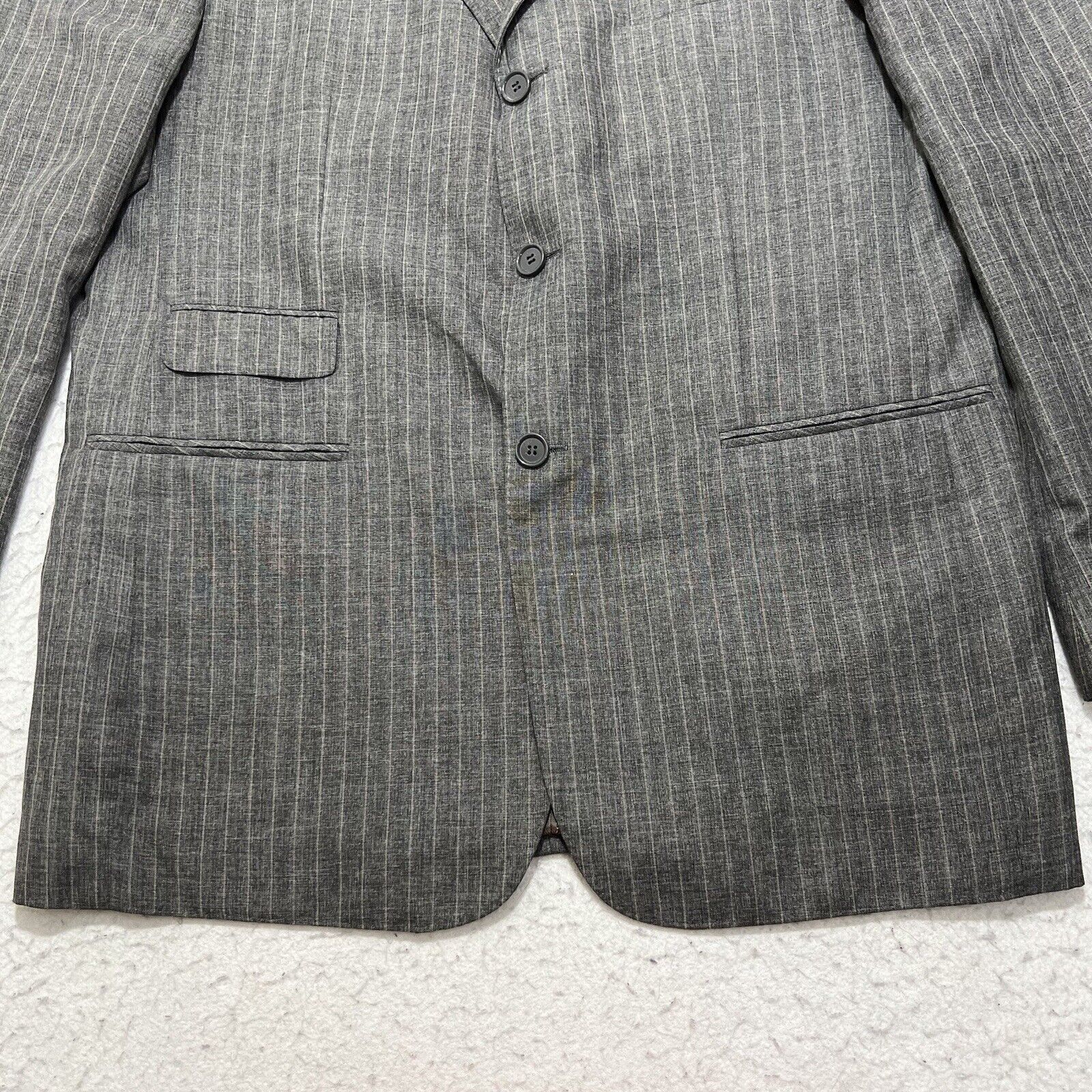 Other Sicilio Gray Pinstripe Sport Coat 3 Button Front Double Vent Size 44R - 3 Thumbnail