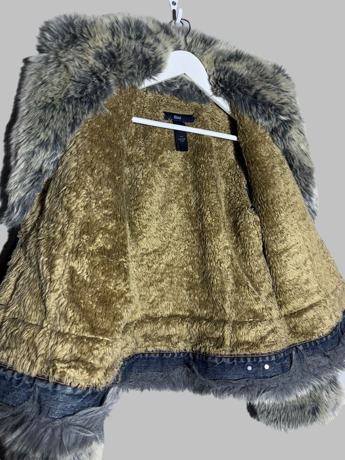 Gap 🔥 Y2K FAUX FUR GAP DENIM JACKET VINTAGE COAT Size S / US 4 / IT 40 - 9 Thumbnail