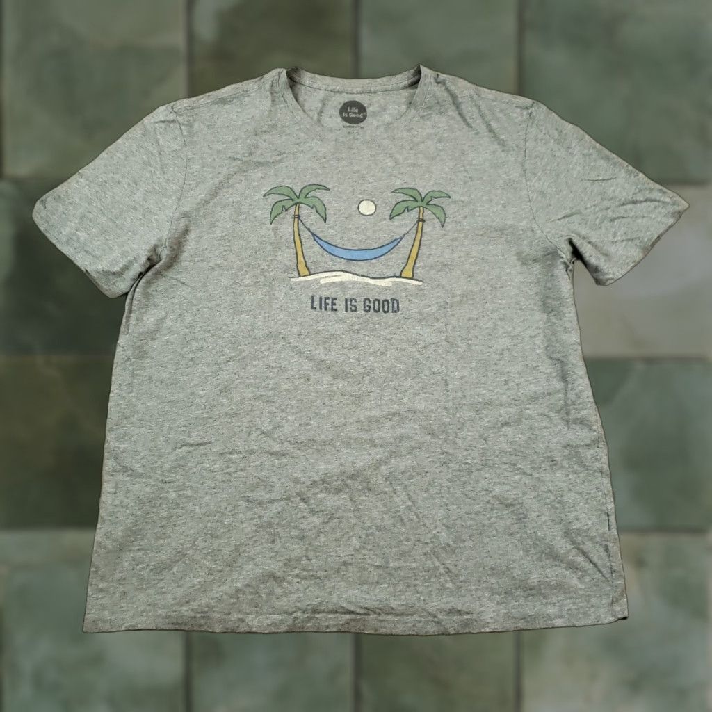 Life is Good Life Is Good Mens Large Gray Palm Tree Short Sleeve Crew Neck Tee Size US L / EU 52-54 / 3 - 1 Thumbnail