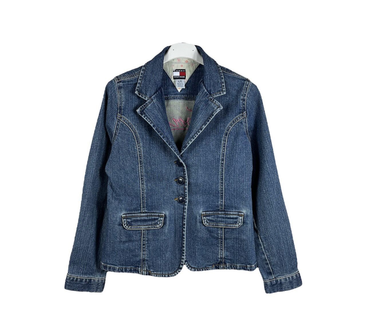 Tommy Hilfiger × Vintage Vintage Tommy Hilfiger y2k denim blazer juicy jacket floral Size L / US 10 / IT 46 - 1 Thumbnail