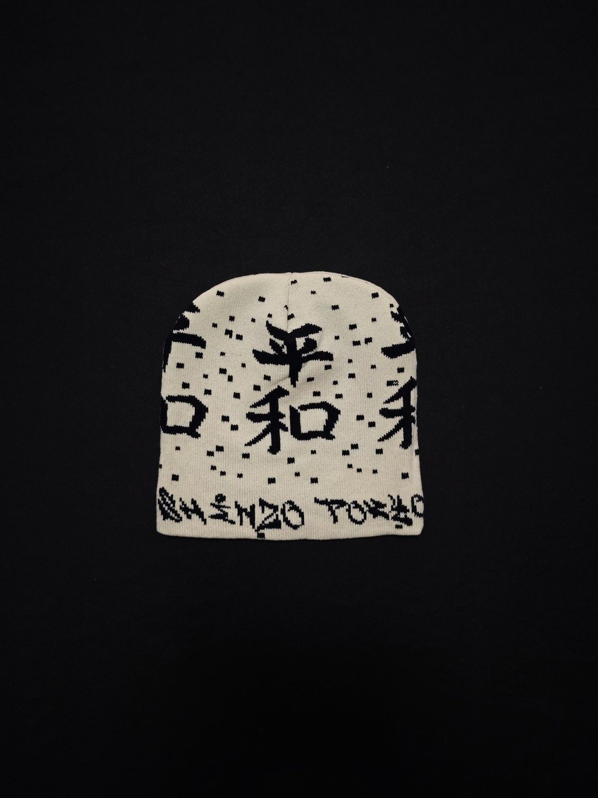 Japanese Brand Shinzo Tokyo Kanji Print Cyber Grunge No Cuff Beanie ...