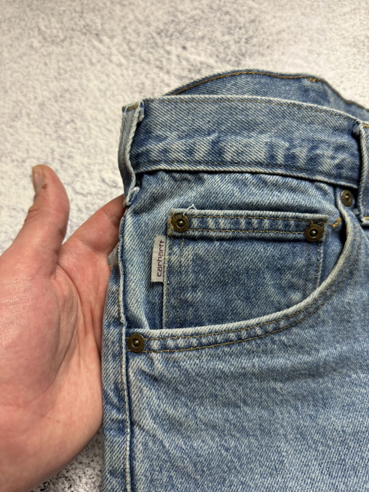 Carhartt Vintage Carhartt Jeans Work Skate Denim Pants Leather Logo Size US 38 / EU 54 - 16 Thumbnail