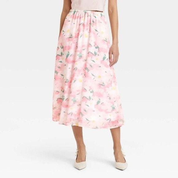 Other NWT “A New Day” Floral Pink Midi Skirt Size 27" / US 4 / IT 40 - 1 Thumbnail