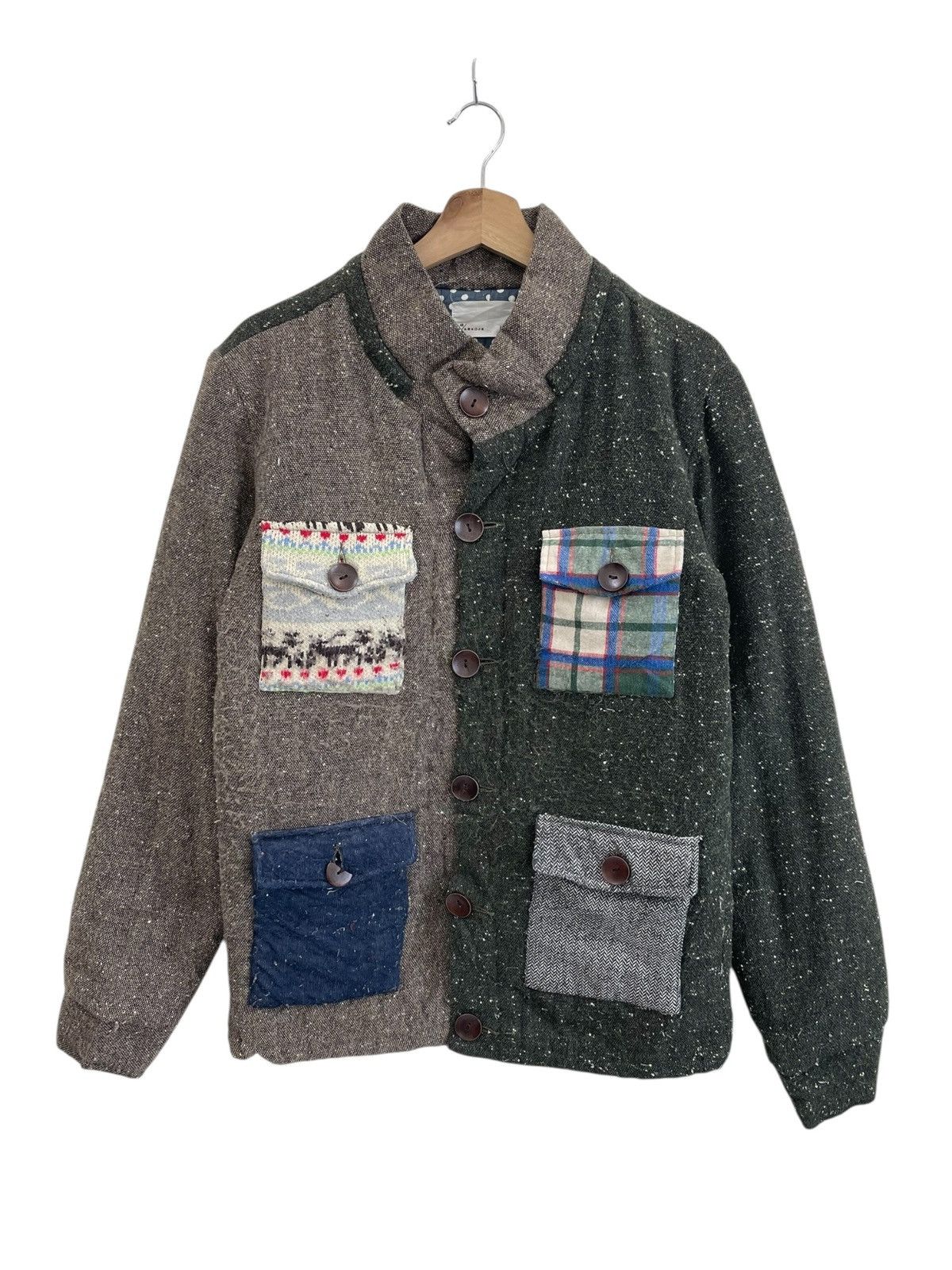 Japanese Brand Vintage Patchwork Wool Button Jacket Size US S / EU 44-46 / 1 - 1 Thumbnail