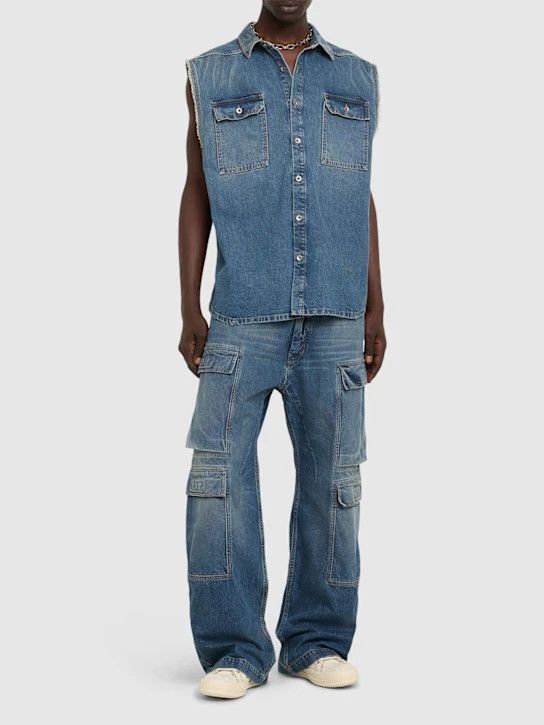 Rick Owens Drkshdw o1lsvrm0425 SL Tommy Jumbo Overshirt in Blue Size US L / EU 52-54 / 3 - 3 Thumbnail