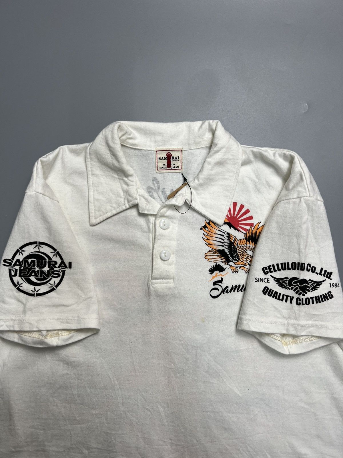 Samurai Jeans × Vintage Vintage Samurai Jeans 'Celluloid Pheonix' Polo Tshirts Size US L / EU 52-54 / 3 - 5 Thumbnail