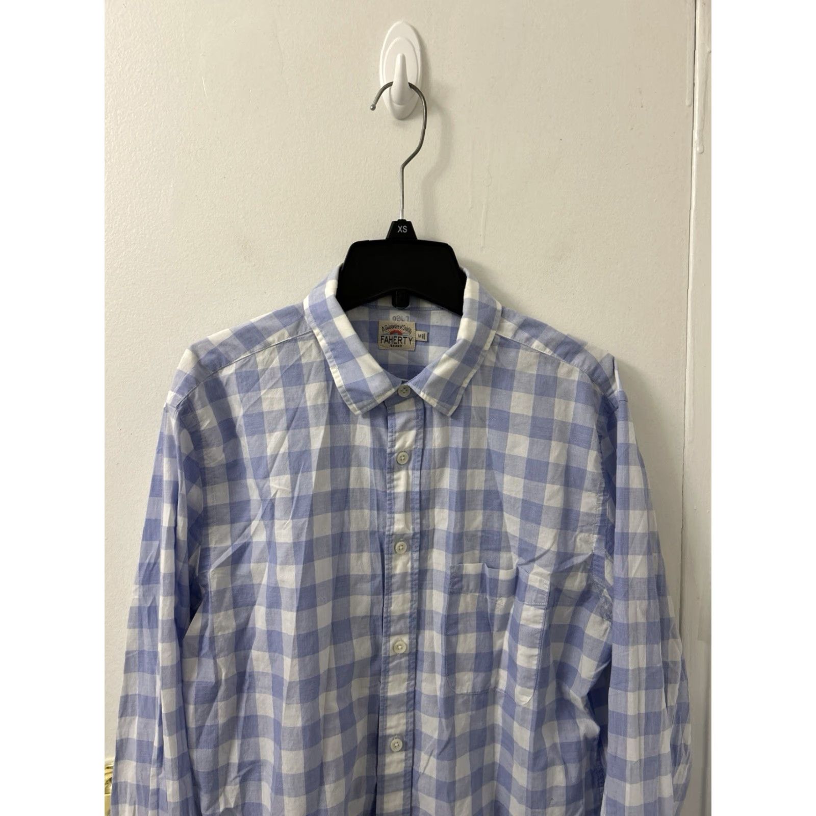 Faherty FAHERTY Shirt Mens Sz M Blue White Gingham Button-Down Long Sleeve Size US M / EU 48-50 / 2 - 2 Thumbnail