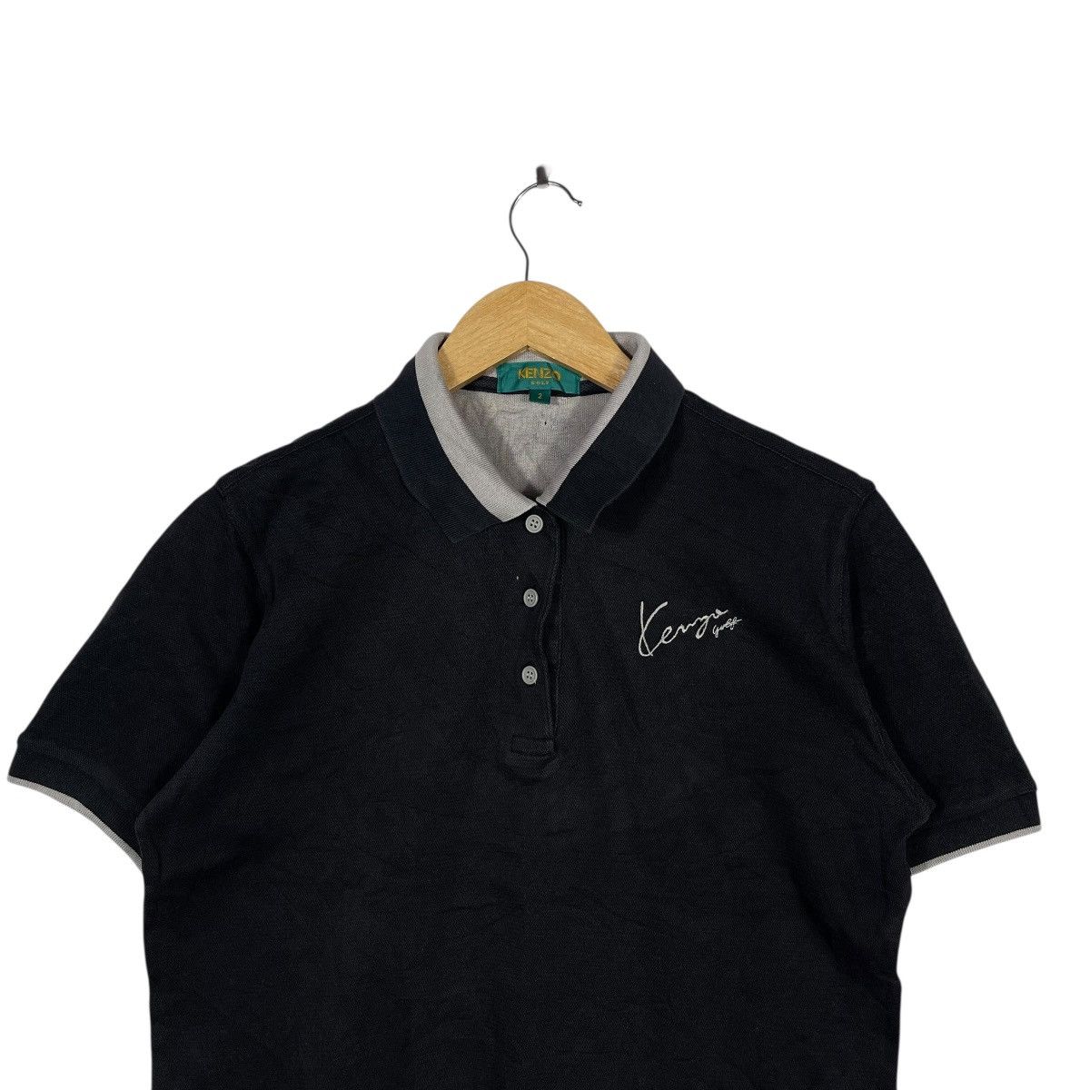 Kenzo Kenzo Golf Script Logo Polo Shirt Black Grey Vintage Japan Size US M / EU 48-50 / 2 - 2 Thumbnail