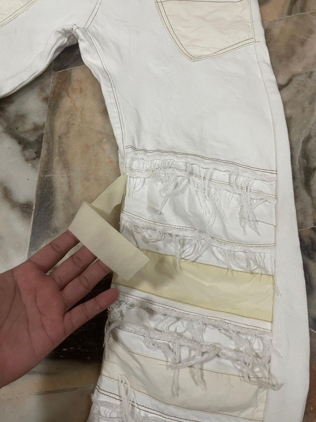 POST ARCHIVE FACTION (PAF) CARNET ARCHIVE - HUMAN-SHELL DESTROYED TROUSERS WHITE Size US 27 - 15 Thumbnail