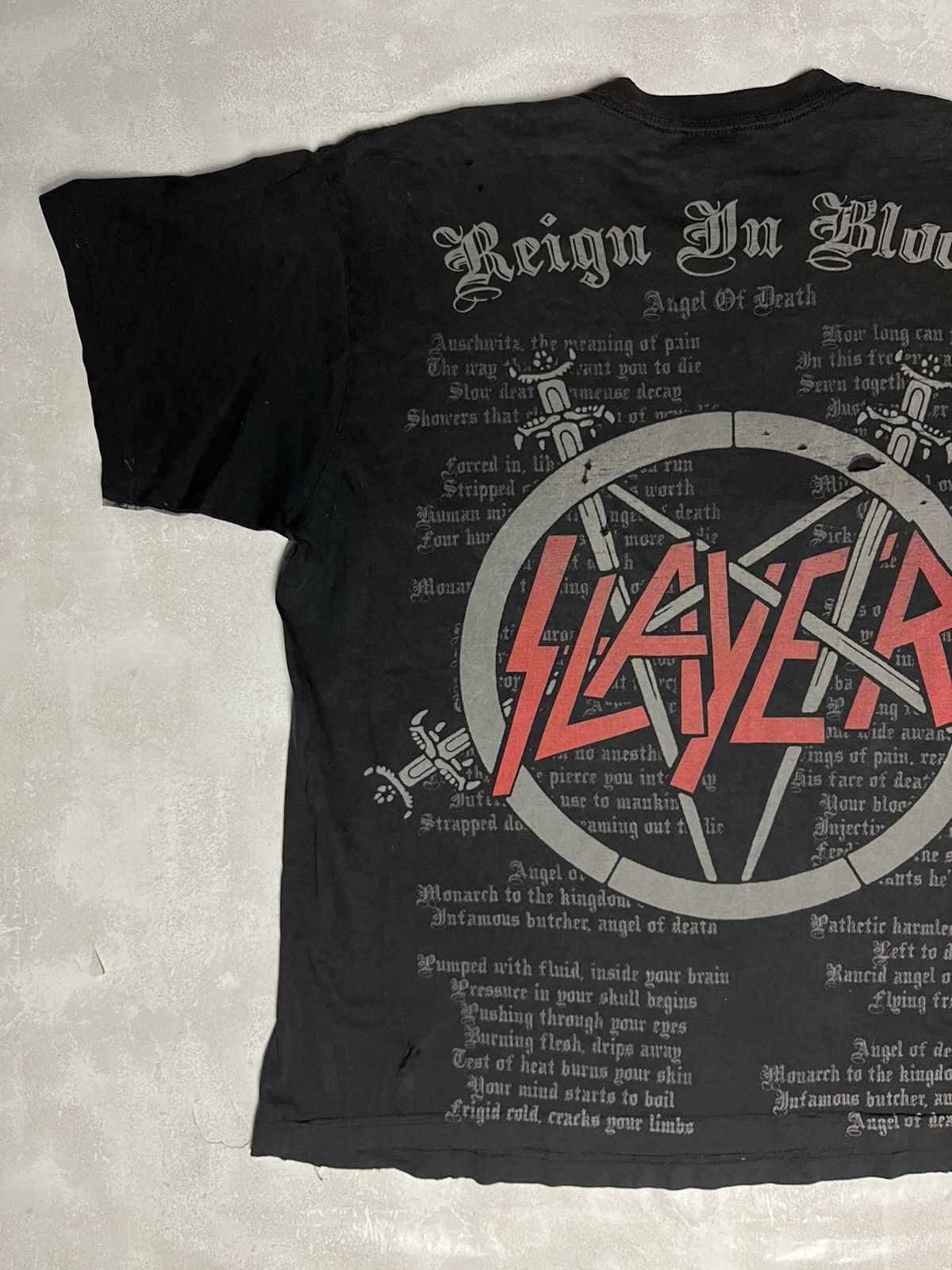 Band Tees × Vintage Vintage Slayer Trashed Washed Distressed All Over Print Tee Size US L / EU 52-54 / 3 - 6 Thumbnail