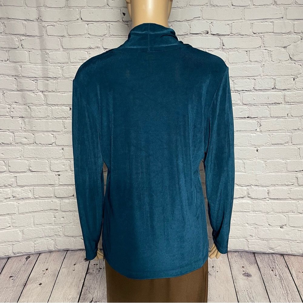 Chicos Chico's Travelers Turquoise Liquid Knit V-Neck Top Size 2 U Size L / US 10 / IT 46 - 5 Thumbnail