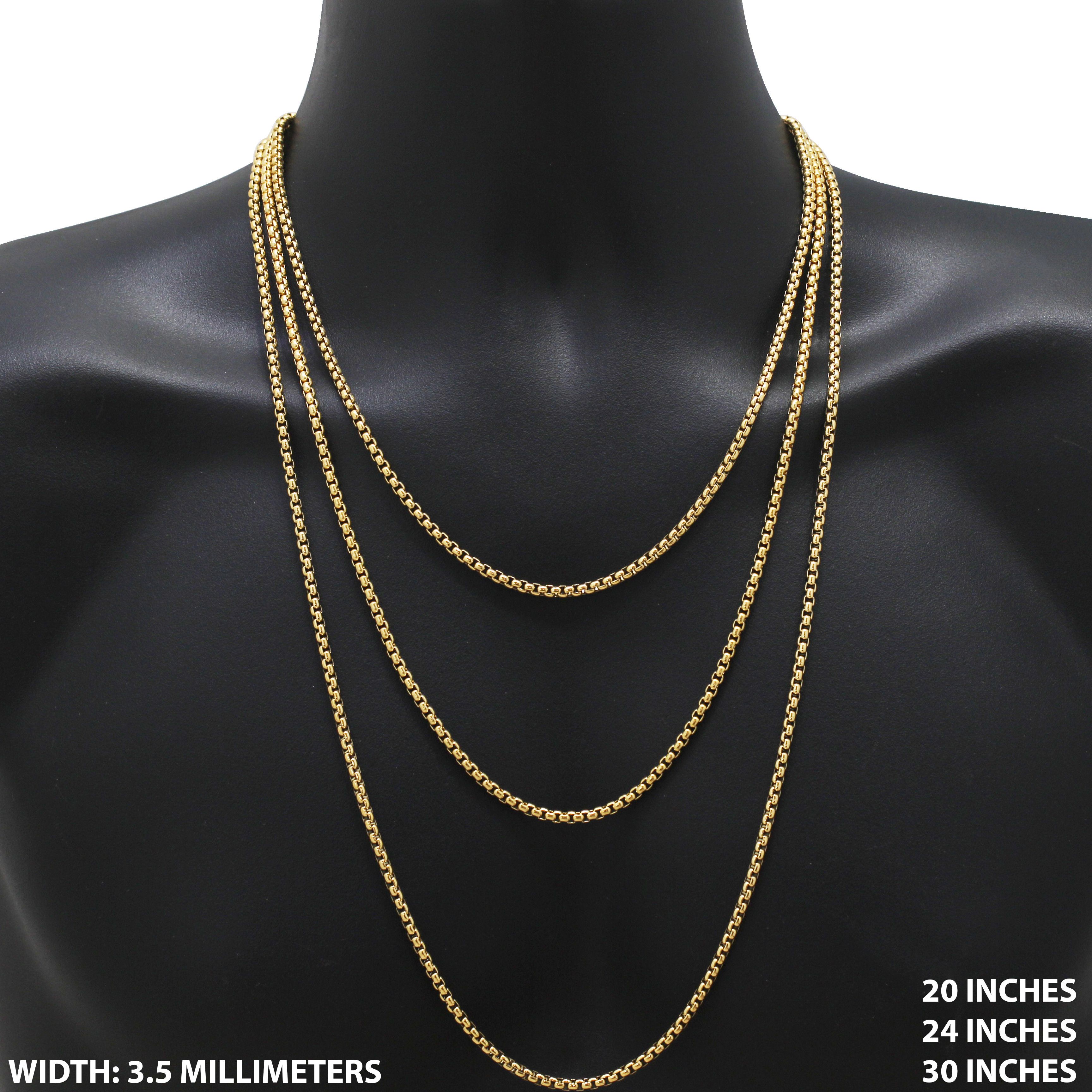 Other 316L Stainless Steel 18k GP 3.5mm Box Chain Necklace 24” Size ONE SIZE - 1 Thumbnail