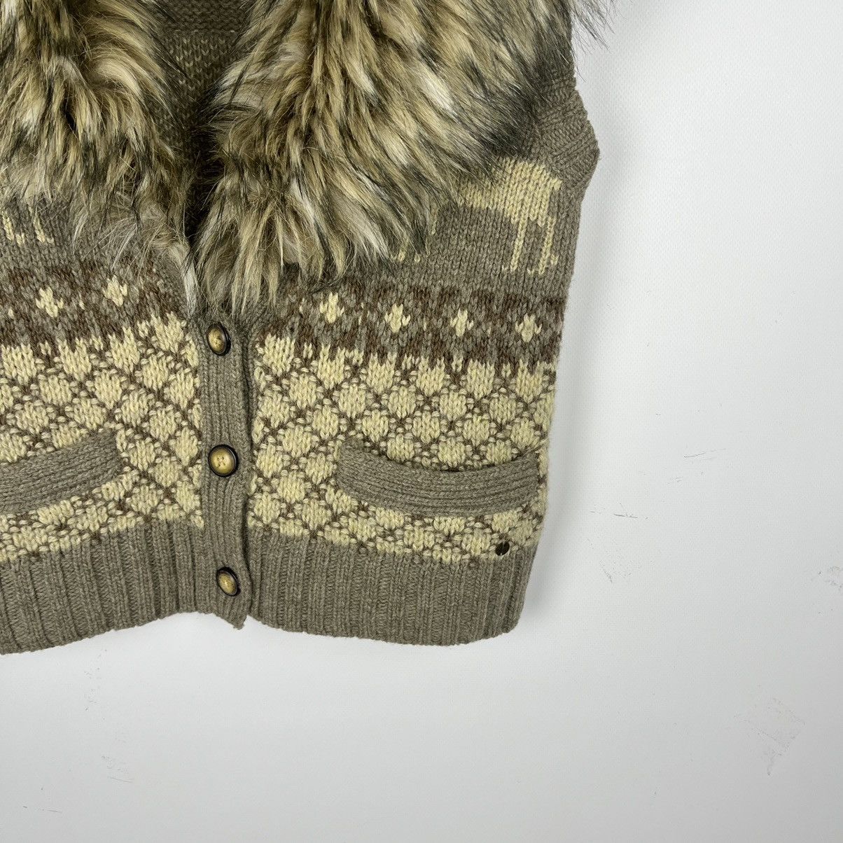 Denim & Supply Ralph Lauren Denim Supply Ralph Lauren Fair Isle Winter Vest Faux Fur Y2K Size XS / US 0-2 / IT 36-38 - 5 Thumbnail