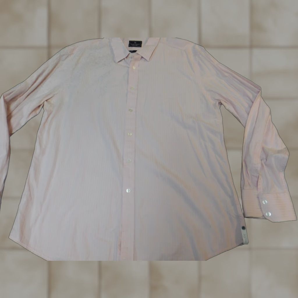 Marcs Marc Ecko Shirt Mens Button-Up XL Pink Casual Knit Cotton Long Sleeve Striped Collared Button-Down Western Size US XL / EU 56 / 4 - 1 Thumbnail