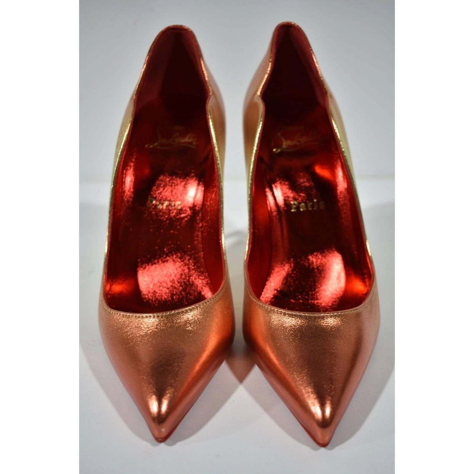 Christian Louboutin Hot Chick 100 Fiamma Orange Leather Pointed Heel Pump 39.5 Size US 9.5 / IT 39.5 - 4 Thumbnail