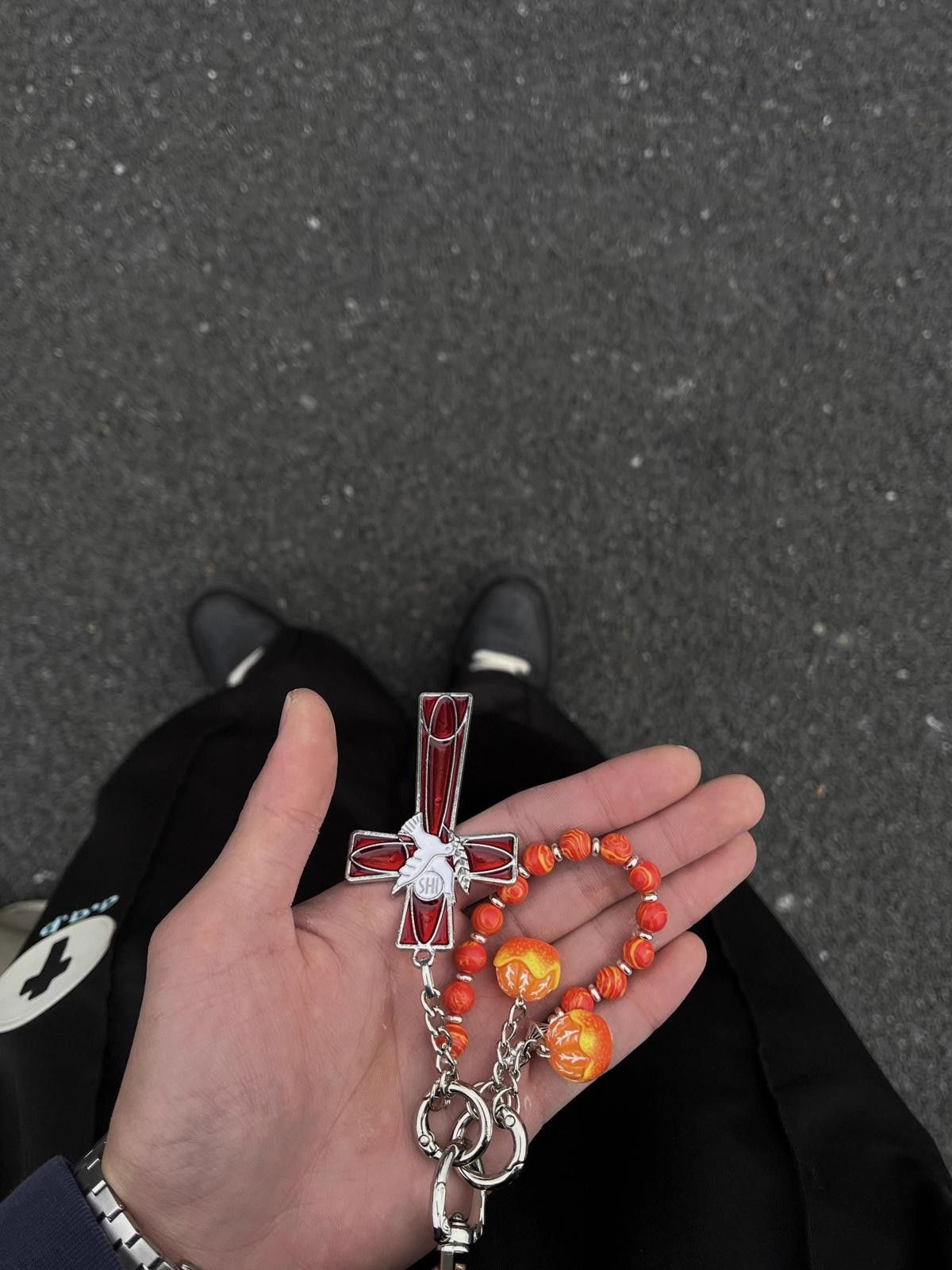 Jewelry Red Orange Tropical Keychain, y2k Keychain Size ONE SIZE - 5 Thumbnail