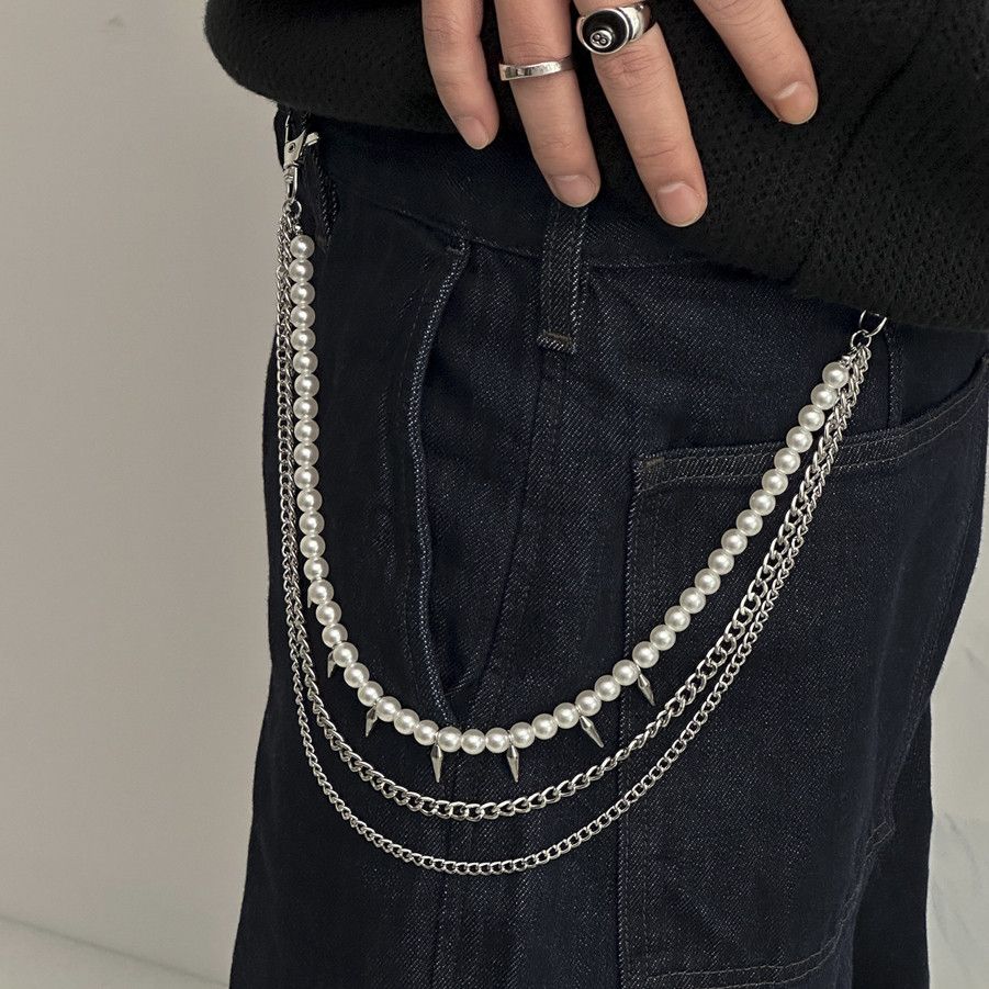 Other Punk Metal Pearl Bead Pants Chain Size ONE SIZE - 2 Thumbnail